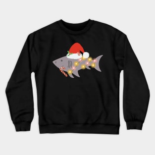 Shark Santa Hat Candy Cane Peppermint Candies Christmas Crewneck Sweatshirt